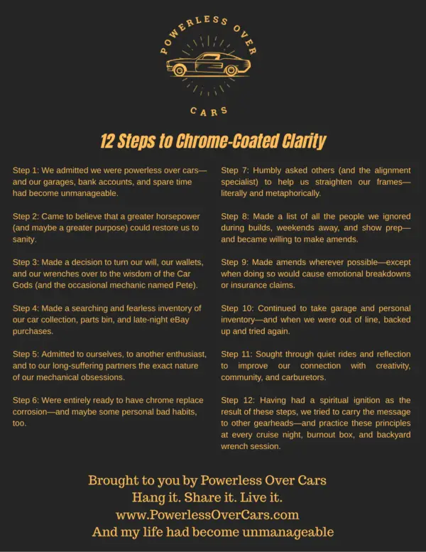 12 steps for powerless over cars flyer