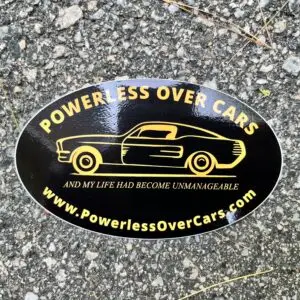 Powerless Over Cars Euro Sticker